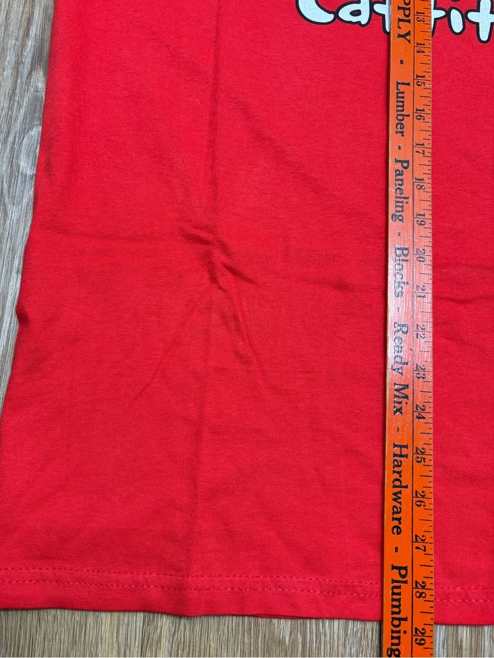 Gildan Red T-Shirt with White & Black Cat 'Cattitude' Graphic